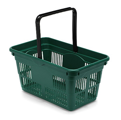 24 Litre Plastic Shopping Basket - Green  (pack of 10 baskets)