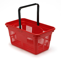 24 Litre Plastic Shopping Basket - Red  (pack of 10 baskets)