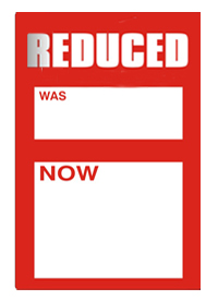 REDUCED WAS/NOW Promotional Label 49x74mm