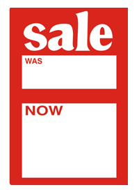 SALE WAS/NOW Promotional Label 49x74mm