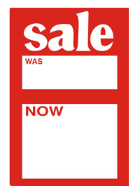 SALE WAS/NOW 49x74mm