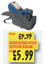 Meto 18.29 Price Gun & 1 carton of REDUCED FOR QUICK SALE labels 