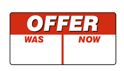 Promotional Label  - OFFER WAS/NOW - 50x25mm Rectangle